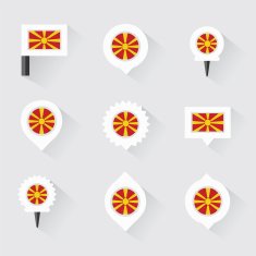 macedonia flag and pins for infographic map design