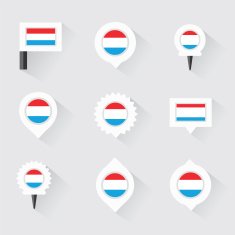 luxembourg flag and pins for infographic map design