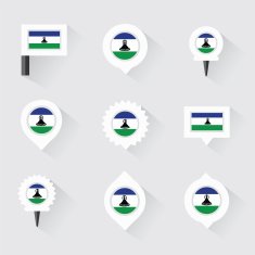 Lesotho flag and pins for infographic map design