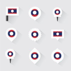 laos flag and pins for infographic map design