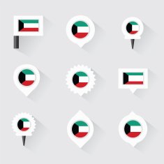 kuwait flag and pins for infographic map design