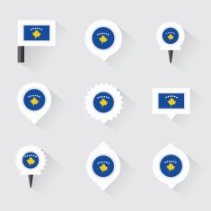 Kosovo flag and pins for infographic map design