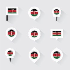 Kenya flag and pins for infographic map design