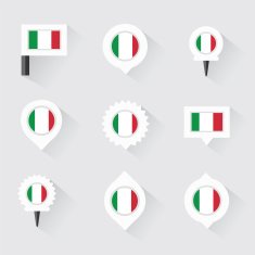 Italy flag and pins for infographic map design