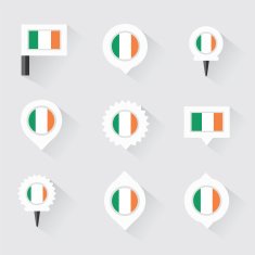 Ireland flag and pins for infographic map design