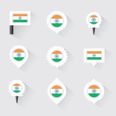 india flag and pins for infographic map design