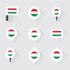 hungary flag and pins for infographic map design