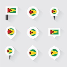 guyana flag and pins for infographic map design