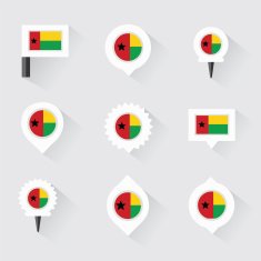 guinea bissau flag and pins for infographic map design