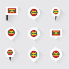 Grenada flag and pins for infographic map design