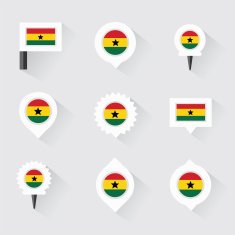 ghana flag and pins for infographic map design