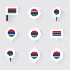 gambia flag and pins for infographic map design