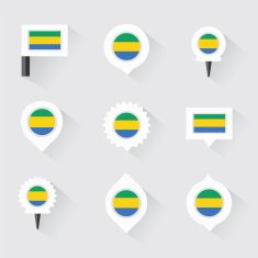 gabon flag and pins for infographic map design