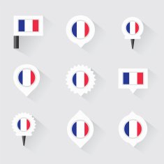 france flag and pins for infographic map design