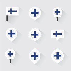 finland flag and pins for infographic map design