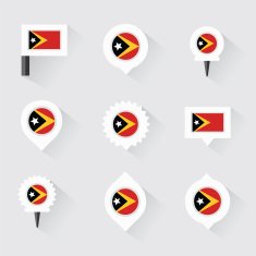 east timor flag and pins for infographic map design
