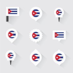 cuba flag and pins for infographic map design