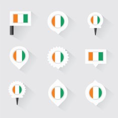 cote d'ivoire flag and pins for infographic map design