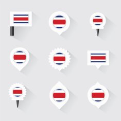 costa rica flag and pins for infographic map design