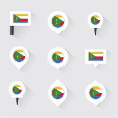 comoros flag and pins for infographic map design