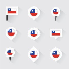 chile flag and pins for infographic map design