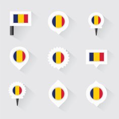 chad flag and pins for infographic map design