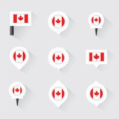 canada flag and pins for infographic map design