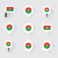 burkina faso flag and pins for infographic map design