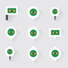 brazil flag and pins for infographic map design