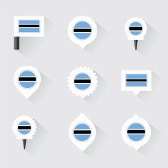 botswana flag and pins for infographic map design