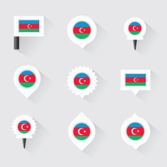 azerbaijan flag and pins for infographic map design