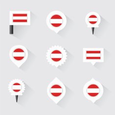 austria flag and pins for infographic map design