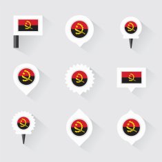 Angola flag and pins for infographic map design