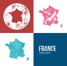 France Grunge Retro Map