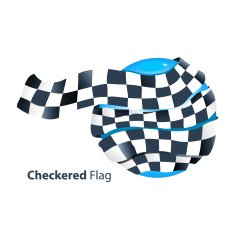 Checkered flag around globe