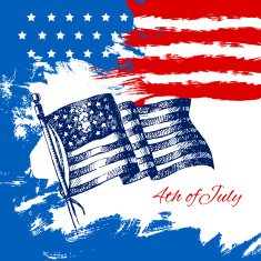4th of July background with American flag Independence Day vint N2