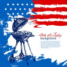 4th of July background with American flag Independence Day vint N3