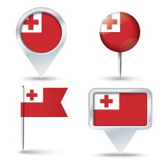 Map pins with flag of Tonga