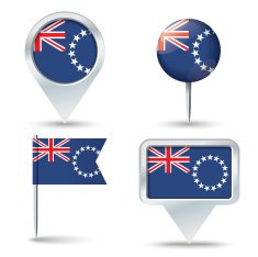 Map pins with flag of Cook Islands