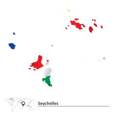 Map of Seychelles with flag