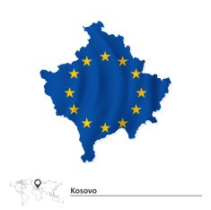 Map of Kosovo with European Union flag