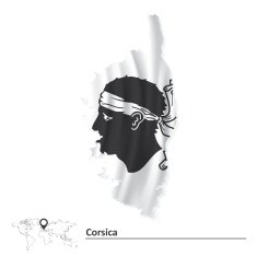 Map of Corsica with flag