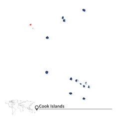 Map of Cook Islands with flag