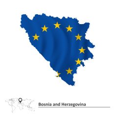 Map of Bosnia and Herzegovina with European Union flag