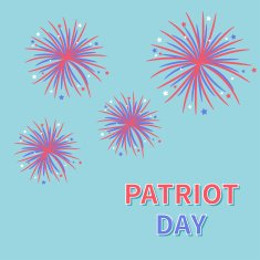 Patriot day Fireworks blue sky Star and strip Flat design