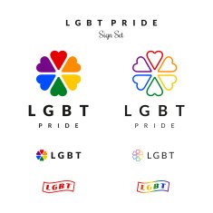 LGBT Pride Flag Rainbow Sign Set