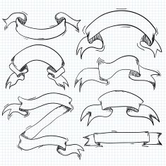 Vintage Ribbon Banners Vector Collection hand drawn