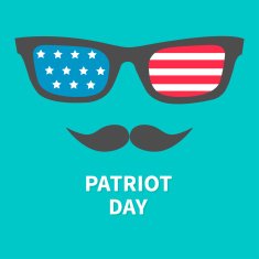 Glasses and mustaches Patriot Day background flat design