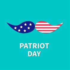 Mustaches with stars and stripes Patriot Day background flat design