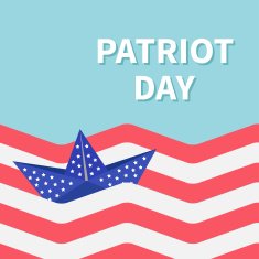 Paper boat with stars Striped ocean Patriot day Flat design